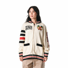 NHL Chicago Blackhawks The Wild Collective Unisex Jacquard Full-Zip Sweater - Cream