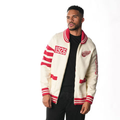 NHL Detroit Red Wings The Wild Collective Unisex Jacquard Full-Zip Sweater - Cream