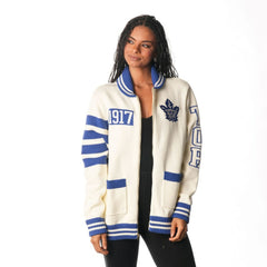 NHL Toronto Maple Leafs The Wild Collective Unisex Jacquard Full-Zip Sweater - Cream