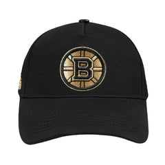 NHL Boston Bruins Pro Standard Metallic Logo Pinch Front Adjustable Hat - Black
