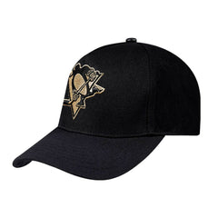 NHL Pittsburgh Penguins Pro Standard Metallic Logo Pinch Front Adjustable Hat - Black