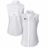 Houston Texans Women's PFG Tamiami Omni-Shade Sleeveless Button-Up Shirt White
