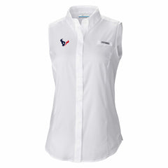 Houston Texans Women's PFG Tamiami Omni-Shade Sleeveless Button-Up Shirt White