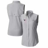Houston Texans Women's PFG Tamiami Omni-Shade Sleeveless Button-Up Shirt Gray
