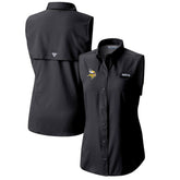 Minnesota Vikings Women's PFG Tamiami Omni-Shade Sleeveless Button-Up Shirt Black