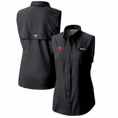 Tampa Bay Buccaneers Women's PFG Tamiami Omni-Shade Sleeveless Button-Up Shirt Black