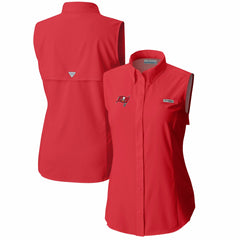 Tampa Bay Buccaneers Women's PFG Tamiami Omni-Shade Sleeveless Button-Up Shirt Red