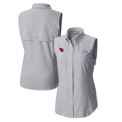 Arizona Cardinals Women's PFG Tamiami Omni-Shade Sleeveless Button-Up Shirt Gray