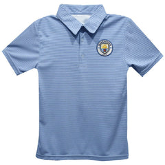 Manchester City Vive La Fete Youth Pencil Stripe Polo Sky Blue