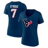 C.J. Stroud Houston Texans Women's Icon Player Name & Number V-Neck T-Shirt Navy