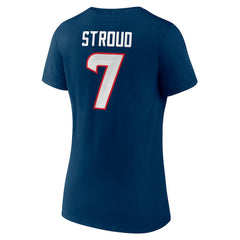 C.J. Stroud Houston Texans Women's Icon Player Name & Number V-Neck T-Shirt Navy