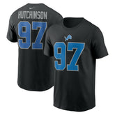 Aidan Hutchinson Detroit Lions Player Name & Number T-Shirt Black