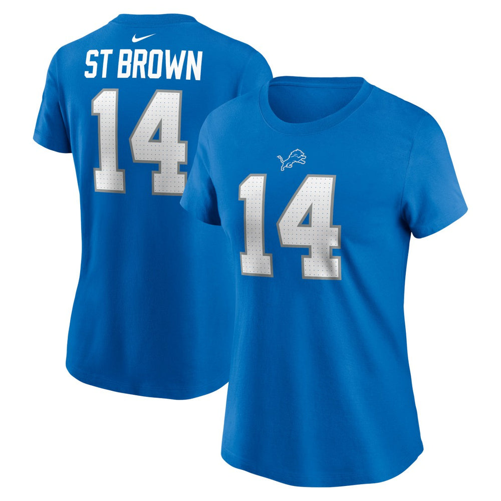 Amon-Ra St. Brown Detroit Lions Women's Player Name & Number T-Shirt Blue