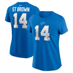 Amon-Ra St. Brown Detroit Lions Women's Player Name & Number T-Shirt Blue