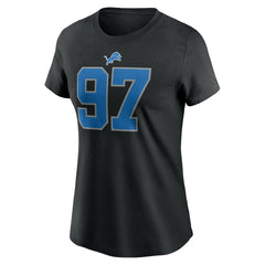 Aidan Hutchinson Detroit Lions Women's Player Name & Number T-Shirt Black