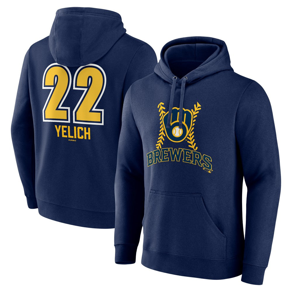 Christian Yelich Milwaukee Brewers Name & Number Fastball Pullover Hoodie - Navy Hoodies