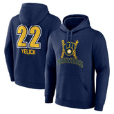 Christian Yelich Milwaukee Brewers Name & Number Fastball Pullover Hoodie - Navy Hoodies