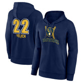 Christian Yelich Milwaukee Brewers Women's Name & Number Fastball Pullover Hoodie - Navy Hoodies