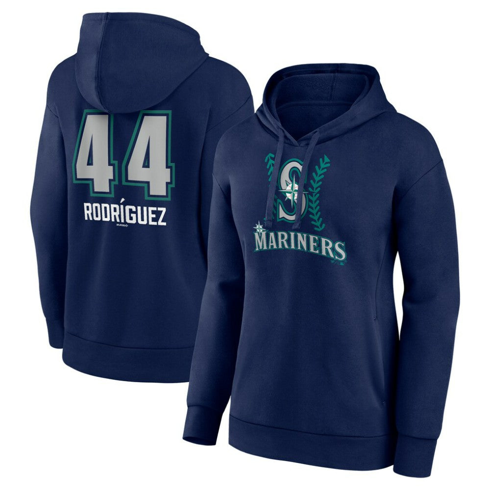 Julio Rodríguez Seattle Mariners Women's Name & Number Fastball Pullover Hoodie - Navy Hoodies