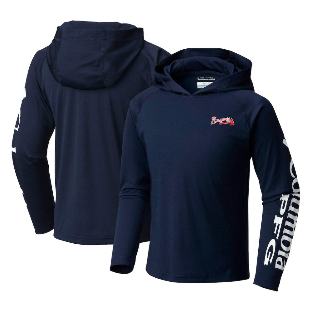Atlanta Braves Columbia Youth Terminal Tackle Long Sleeve Hoodie T-Shirt - Navy Hoodies