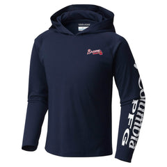 Atlanta Braves Columbia Youth Terminal Tackle Long Sleeve Hoodie T-Shirt - Navy Hoodies
