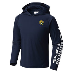 Milwaukee Brewers Columbia Youth Terminal Tackle Long Sleeve Hoodie T-Shirt - Navy Hoodies