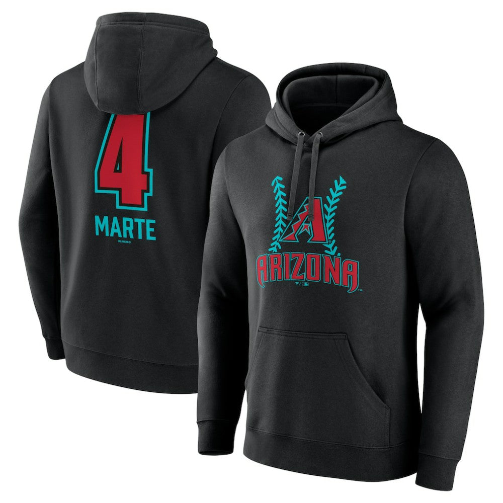 Ketel Marte Arizona Diamondbacks Name & Number Fastball Pullover Hoodie - Black Hoodies