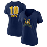 Sal Frelick Milwaukee Brewers Women's Name & Number Fastball V-Neck T-Shirt - Navy T-shirts
