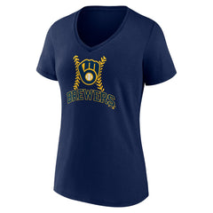 Sal Frelick Milwaukee Brewers Women's Name & Number Fastball V-Neck T-Shirt - Navy T-shirts