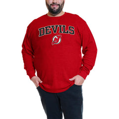 NHL Jack Hughes New Jersey Devils Profile Big & Tall Name & Number Thermal Pullover Sweatshirt - Red