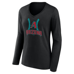 Zac Gallen Arizona Diamondbacks Women's Name & Number Fastball V-Neck Long Sleeve T-Shirt - Black T-shirts