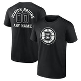 NHL,Custom Boston Bruins Personalized Name & Number Monochrome T-Shirt - Black