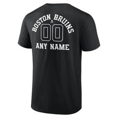 NHL,Custom Boston Bruins Personalized Name & Number Monochrome T-Shirt - Black