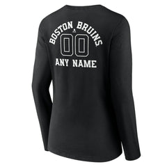 NHL,Custom Boston Bruins Women's Personalized Name & Number Monochrome Long Sleeve V-Neck T-Shirt - Black