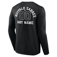 NHL,Custom Buffalo Sabres Personalized Name & Number Monochrome Long Sleeve T-Shirt - Black