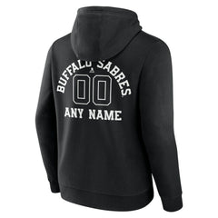 NHL,Custom Buffalo Sabres Personalized Name & Number Monochrome Pullover Hoodie - Black