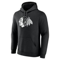 NHL,Custom Chicago Blackhawks Personalized Name & Number Monochrome Pullover Hoodie - Black