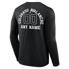 NHL,Custom Colorado Avalanche Personalized Name & Number Monochrome Long Sleeve T-Shirt - Black
