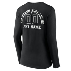 NHL,Custom Colorado Avalanche Women's Personalized Name & Number Monochrome Long Sleeve V-Neck T-Shirt - Black