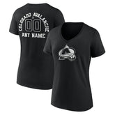 NHL,Custom Colorado Avalanche Women's Personalized Name & Number Monochrome V-Neck T-Shirt - Black