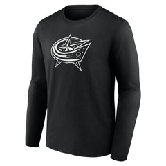 NHL,Custom Columbus Blue Jackets Personalized Name & Number Monochrome Long Sleeve T-Shirt - Black