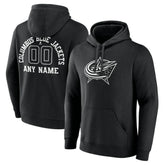 NHL,Custom Columbus Blue Jackets Personalized Name & Number Monochrome Pullover Hoodie - Black