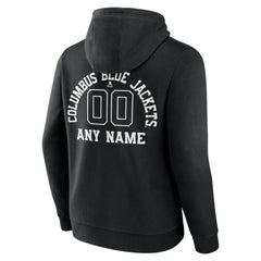 NHL,Custom Columbus Blue Jackets Personalized Name & Number Monochrome Pullover Hoodie - Black