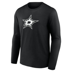 NHL,Custom Dallas Stars Personalized Name & Number Monochrome Long Sleeve T-Shirt - Black