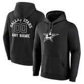NHL,Custom Dallas Stars Personalized Name & Number Monochrome Pullover Hoodie - Black