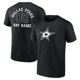 NHL,Custom Dallas Stars Personalized Name & Number Monochrome T-Shirt - Black