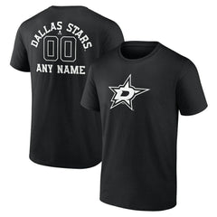 NHL,Custom Dallas Stars Personalized Name & Number Monochrome T-Shirt - Black