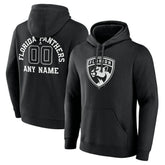 NHL,Custom Florida Panthers Personalized Name & Number Monochrome Pullover Hoodie - Black