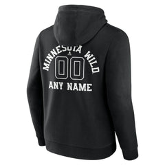 NHL,Custom Minnesota Wild Personalized Name & Number Monochrome Pullover Hoodie - Black