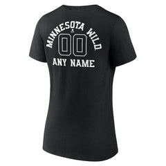 NHL,Custom Minnesota Wild Women's Personalized Name & Number Monochrome V-Neck T-Shirt - Black